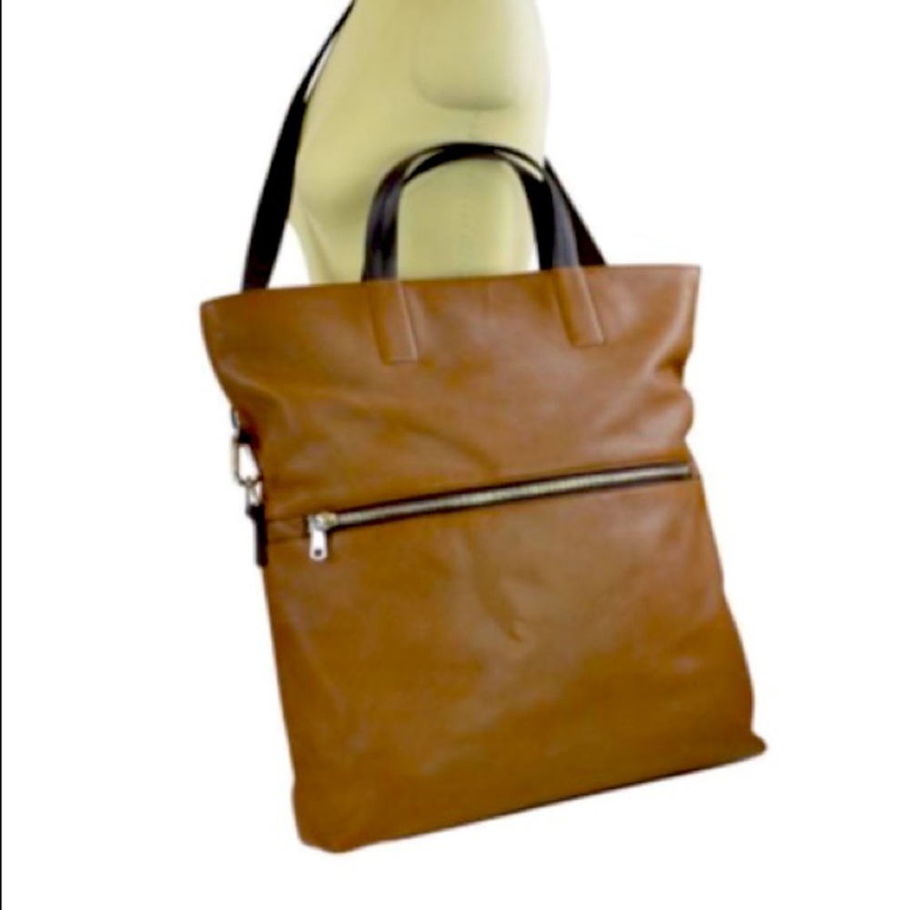 COACH Tan Heritage Web Leather Fold over